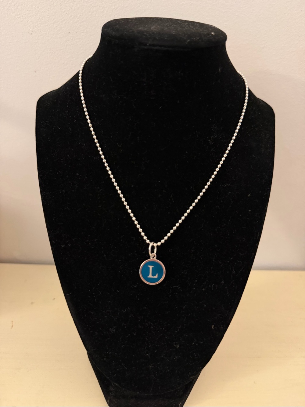 Lola Emerald Enamel Initial 'L' Pendant      CHARM ONLY ( chain sold separate )